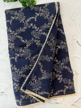 Blended tussar silk saree with embroidery- MSH158 DarkBlue