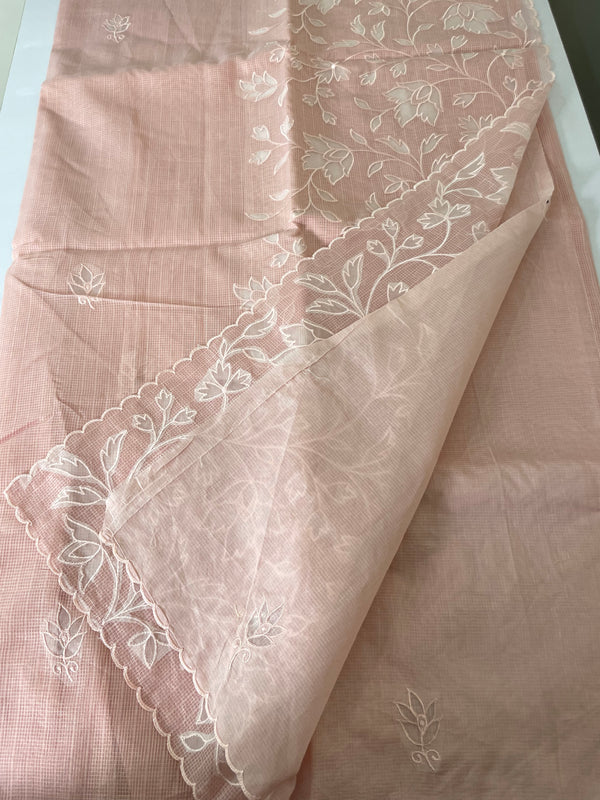 Kota saree with applique work MKAS36 PastelPeach