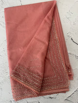 Handworked Organza saree and blouse MCW376 Peach