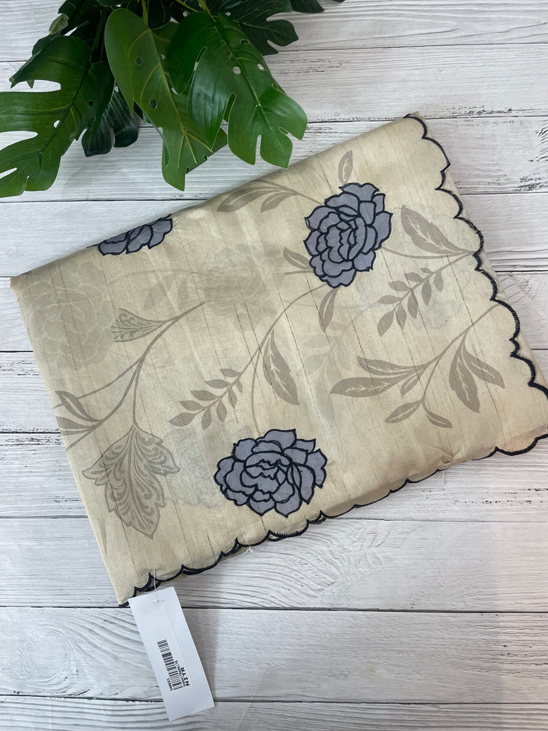 Semi tussar appliqué work saree MTS6589