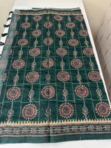Semi Chanderi saree with hand kanta embroidery MS9899