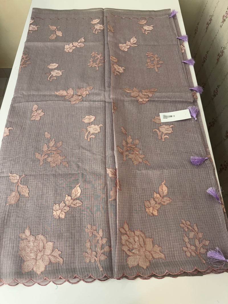 Silky kota embroidery saree  MSK890 DuskyMauve