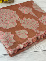 Dual tone Crush silk Organza Applique work saree MS14567- DuskyRustPeach
