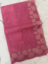 Semi Soft Organza saree with thread work and applique borders - MCW666 Pink