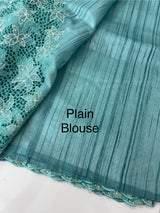 Cutwork Semi tussar saree MTSS680 - Blue