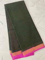 Crepe chiffon saree with small checks zari weaving  MS81890