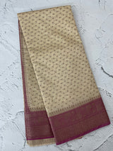 Semi Banarasi crepe saree with small buttas and brocade blouse- MS14667
