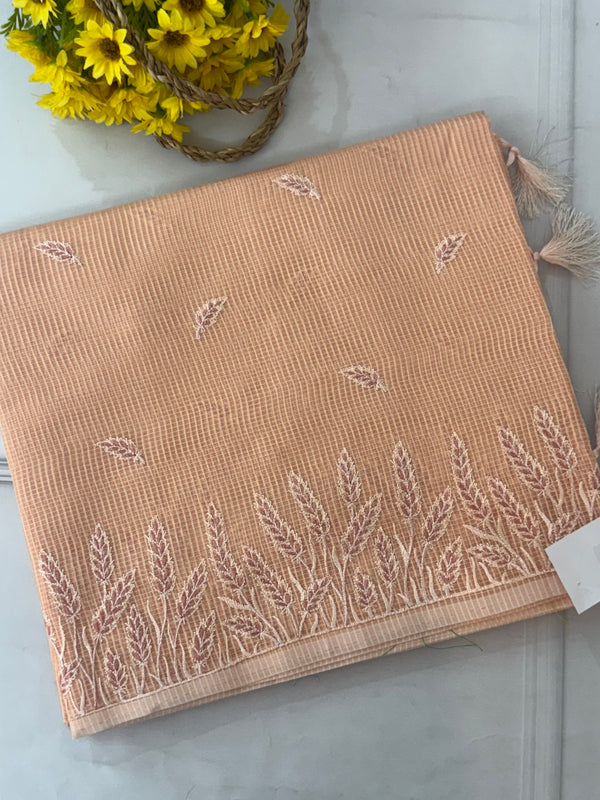 Kota silk embroidery saree MS8890 PastelPeach