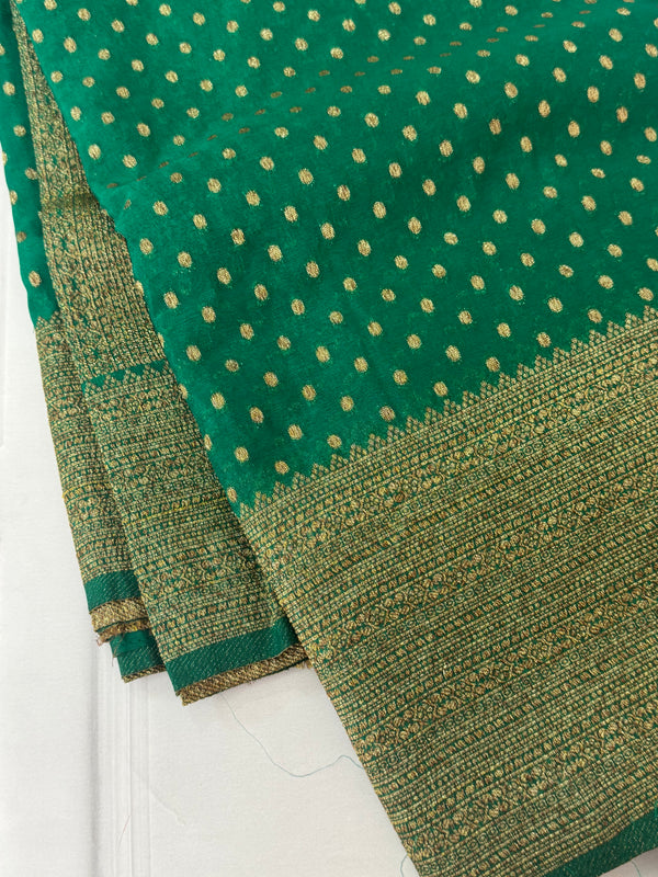 Semi banarasi Khaddi Georgette saree - MS1498 Green