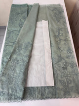 Organza saree with embroidery and pearl work - MSK54- DuskyBlue