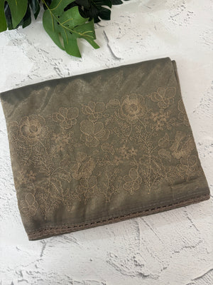 Glass tissue organza saree with embroidery MSF121 (2) Metallic Grey