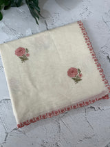 Mul chanderi embriodery saree with scalloped borders MSH290