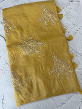 Soft Crush Organza Applique work saree with tissue applique work MS14978 ButterYellow