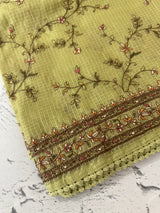 Soft kota silk saree with embroidery MS16429- PistaGreen