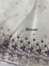 Soft Organza saree with embroidery borders - MCW896 White to Lavender