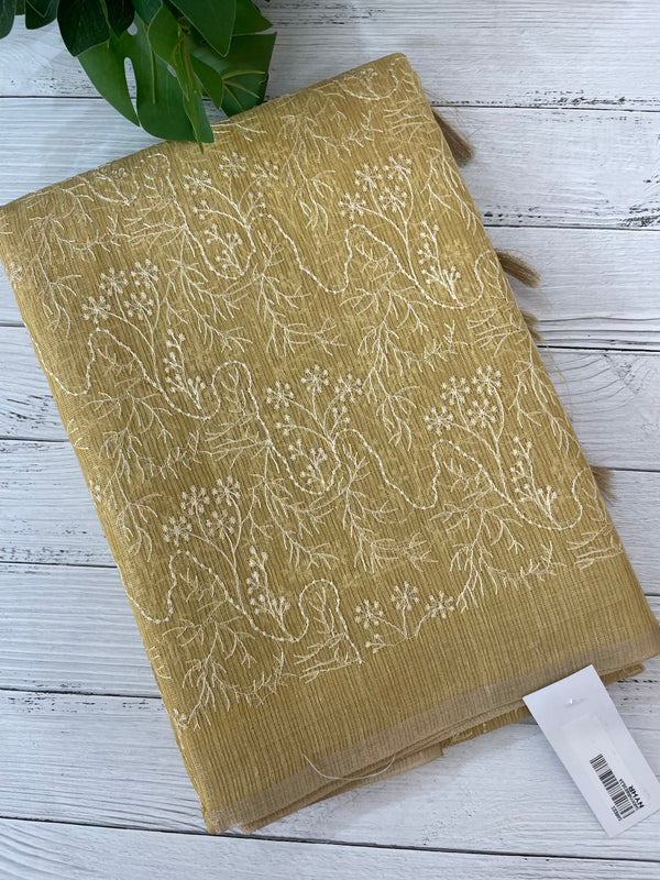 Tissue Silk embriodery saree MS49888