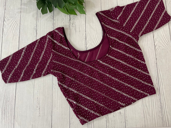 Stretchable Readymade blouse with sequence work- MSBL