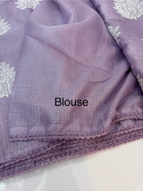 Soft kota checks saree with embroidery - SVTS23 Lavender