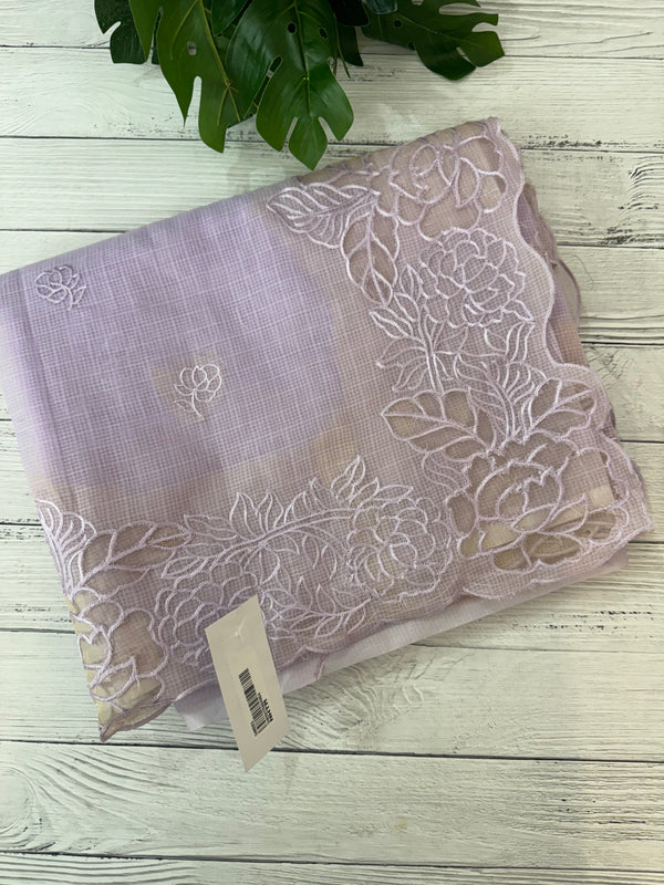 Soft kota silk saree with applique work MS85432 Pale Lavender