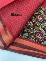 Soft semi Chanderi saree with zari border MS9871 Maroon & Black