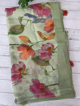 Handworked Tissue linen saree MS88651