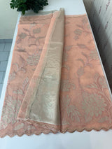 NetKota saree with tissue applique work MS15145- PastelPeach