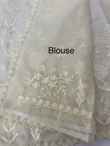 Soft organza saree with applique and thread work - MSH956 (2)Offwhite