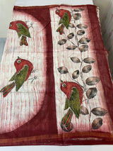 Semi tussar saree with hand painting, kanta embroidery and Pita work MS3433