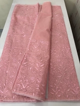 Moonga checks saree with embroidery MSH165 Pink