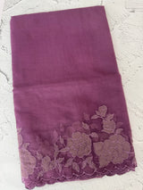 Soft organza saree with applique work - MCW543 DuskyPurple