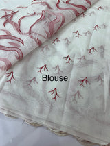 Kota silk embroidery saree  MSH125 - Red & White