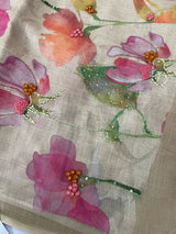 Handworked Tissue linen saree MS88651