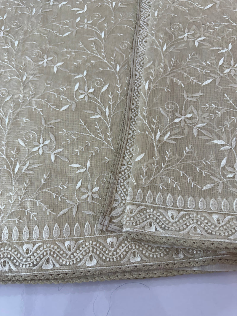Netkota saree with chikankari embriodery work saree  MS11979 Beige