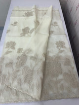 Tissue Organza Applique work saree MS13876 Offwhite