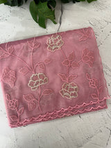 Glassy tissue organza saree with embroidery FKSF788 PastelPink