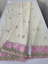 Mul chanderi embriodery saree with scalloped borders MSH176