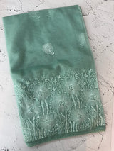 Glass tissue organza saree with embroidery MSF121 - BluishGreen (3)