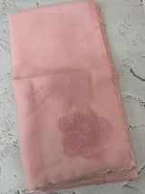 Handworked Crush Organza saree with applique work MBS676 PeachPink