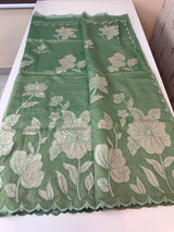 Dual tone Crush silk Organza Applique work saree MS14567- JadeGreen