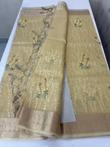 Tissue Silk embriodery saree MS49892 DustyYellow