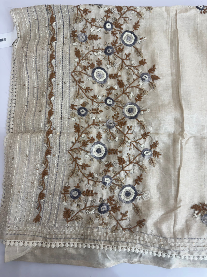 Kanta Handstitched Blended tussar silk saree MS90543