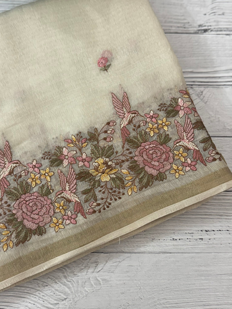 Chanderi viscose silk saree with embroidery MS98544