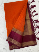 Semi Jute silk sarees with contrast pallu & blouse MJL392