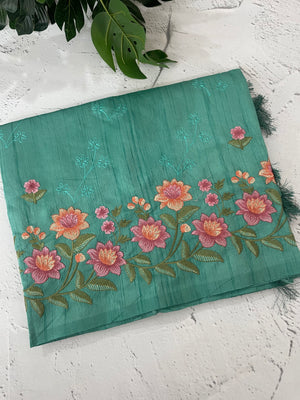 Art tussar saree with embroidery MST677
