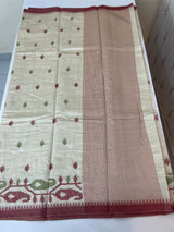 Blended tussar saree with cross embriodery - MSH1456