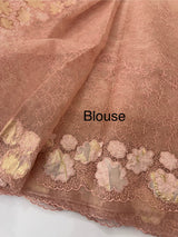 Soft Organza saree with thread work and tissue applique borders - MCW605 PeachPink