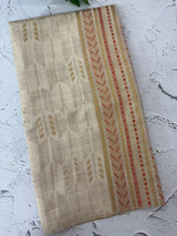 Semi chanderi tussar saree with brocade pallu and blouse MKT891 (2)
