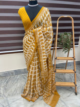 Hand block printed pure kota doria saree MBKD452