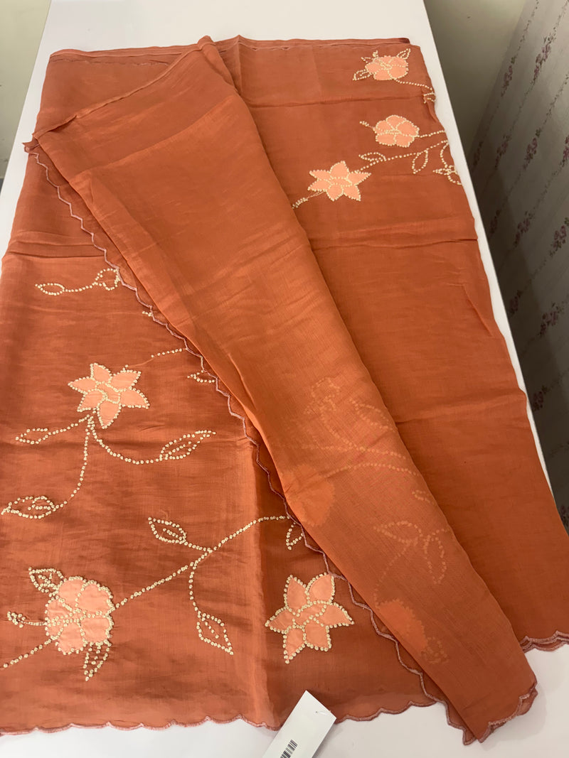 Malai chanderi knot and kanta embriodery saree  MS5556