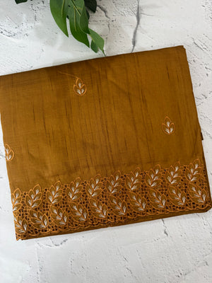 Semi tussar saree with cutwork MSHK566 SpicyMustard